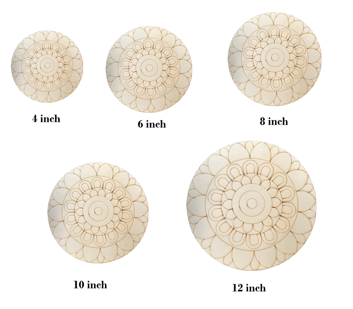 Wooden Mandala Decorative Plates - Set of 2, 5 Sizes