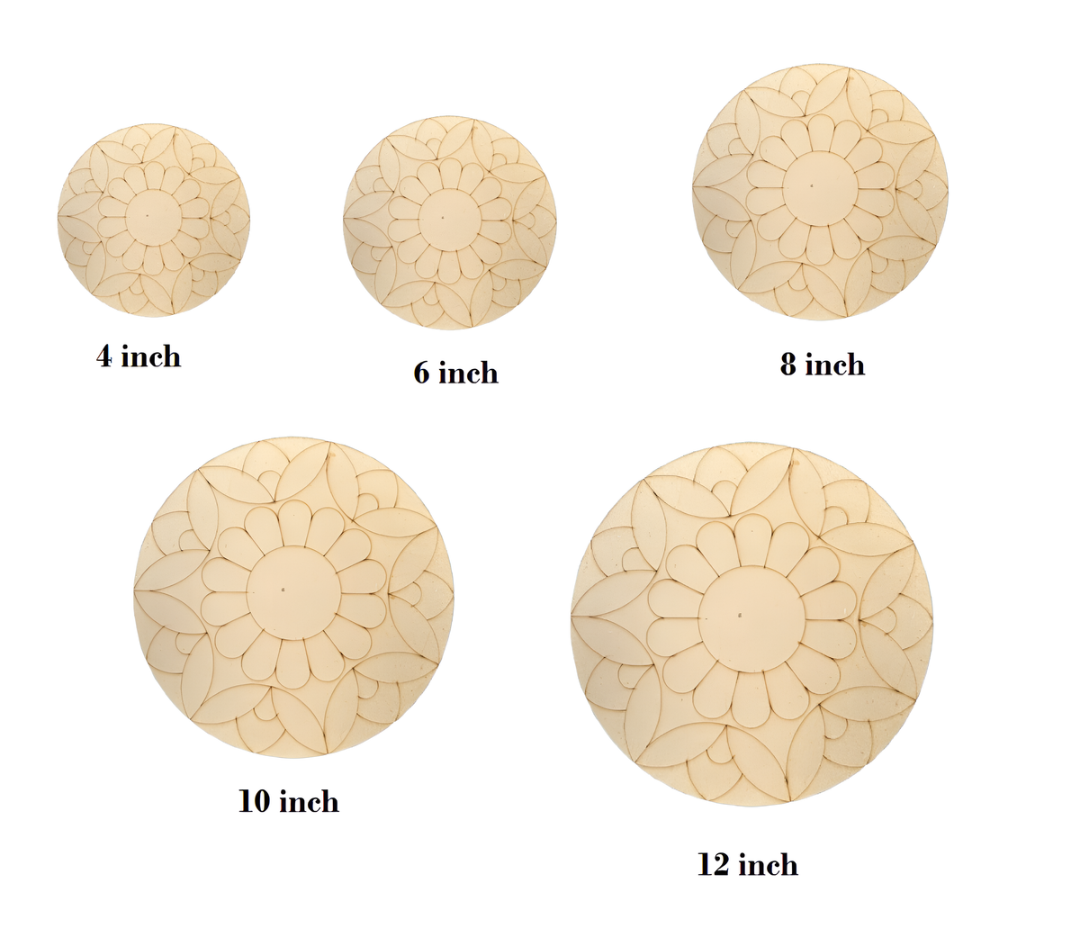 Wooden Mandala Decorative Plates - Set of 2, 5 Sizes