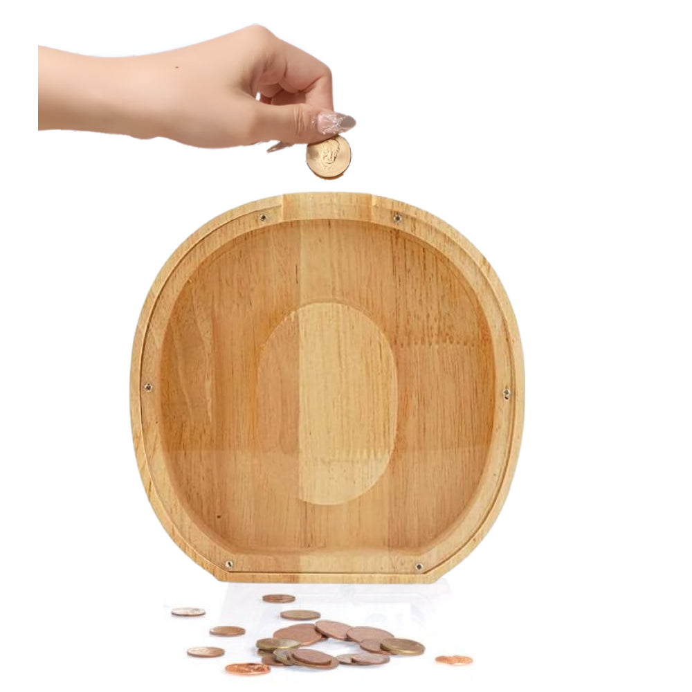 Wooden Alphabet Piggy Bank - Personalised A to Z Letter, Acrylic Front