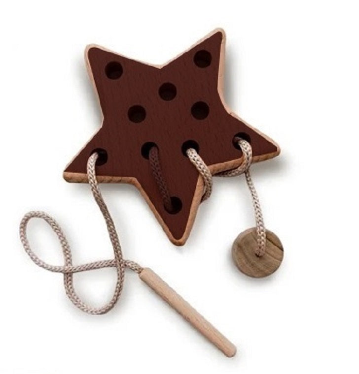Wooden Lacing Toy for 2 Years Toddler Skills Development (Cloud Moon Star)