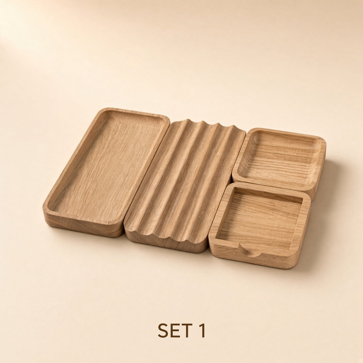 Wooden Desk Organiser Tray with Compartments - Design 4 (Modular Set)