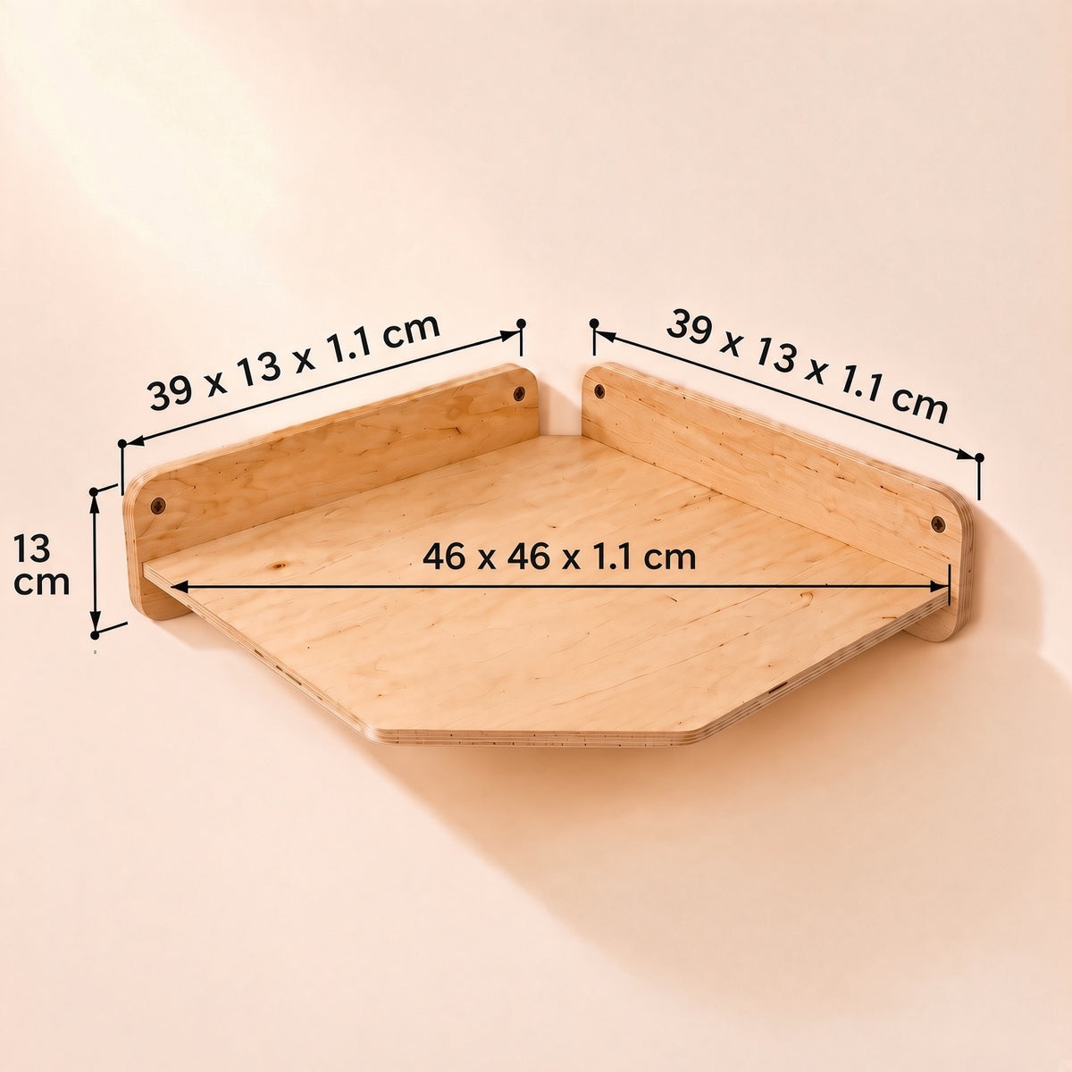 Wooden Corner Cat Bed with 4 Steps & Scratching Post - Wall-Mounted Set