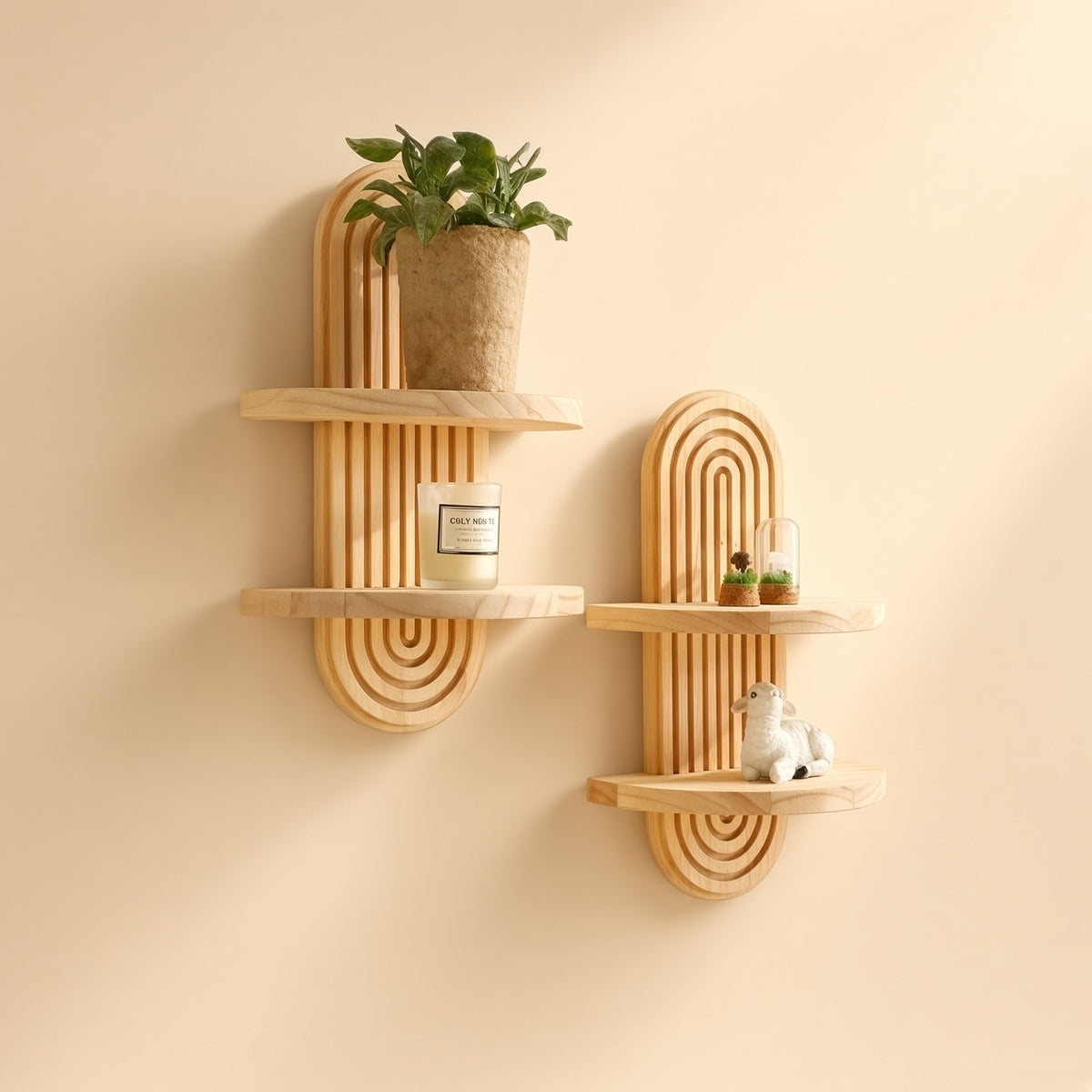 Wooden Wall Shelf - Seasoned Pine, 1 Tier or 2 Tier