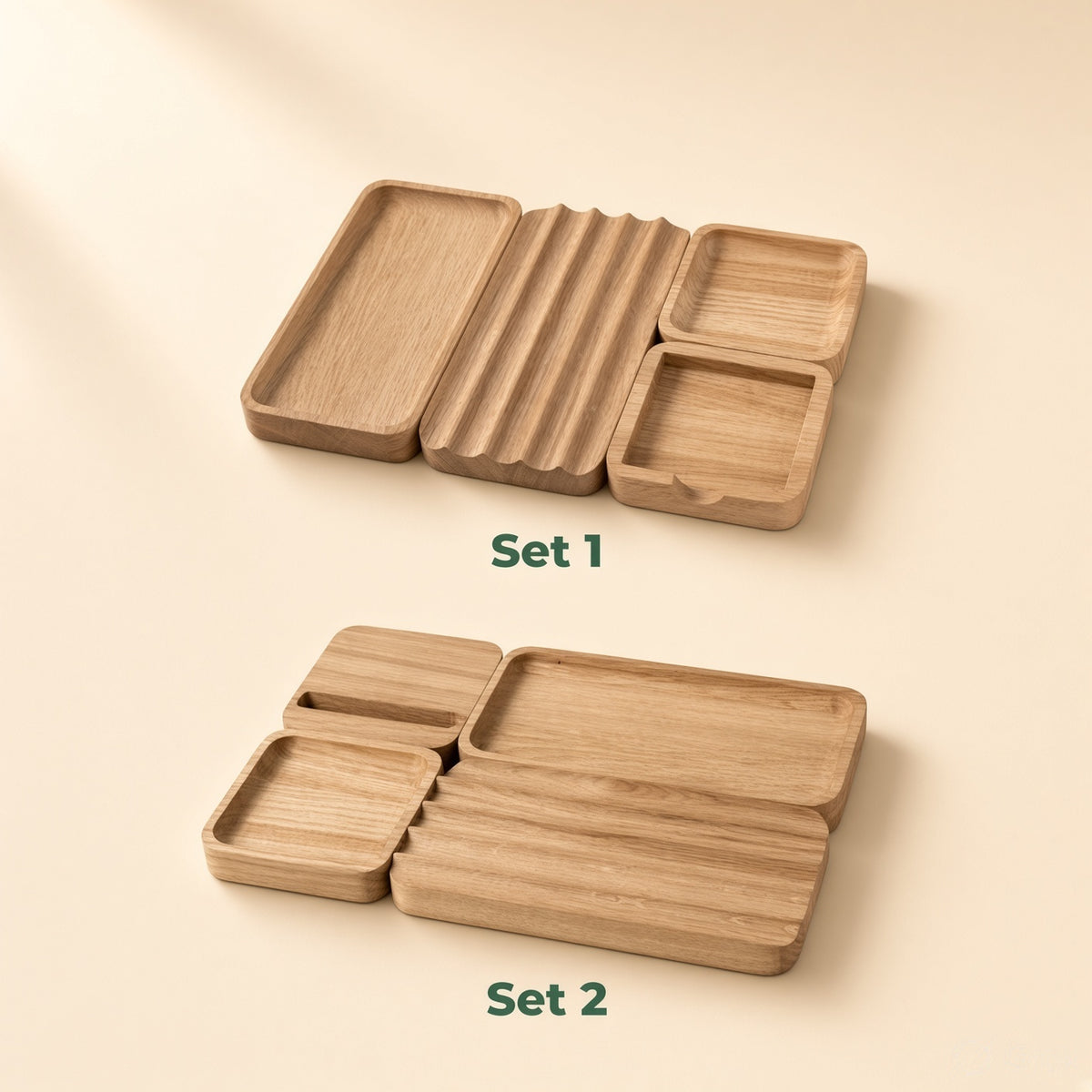 Wooden Desk Organiser Tray with Compartments - Design 4 (Modular Set)