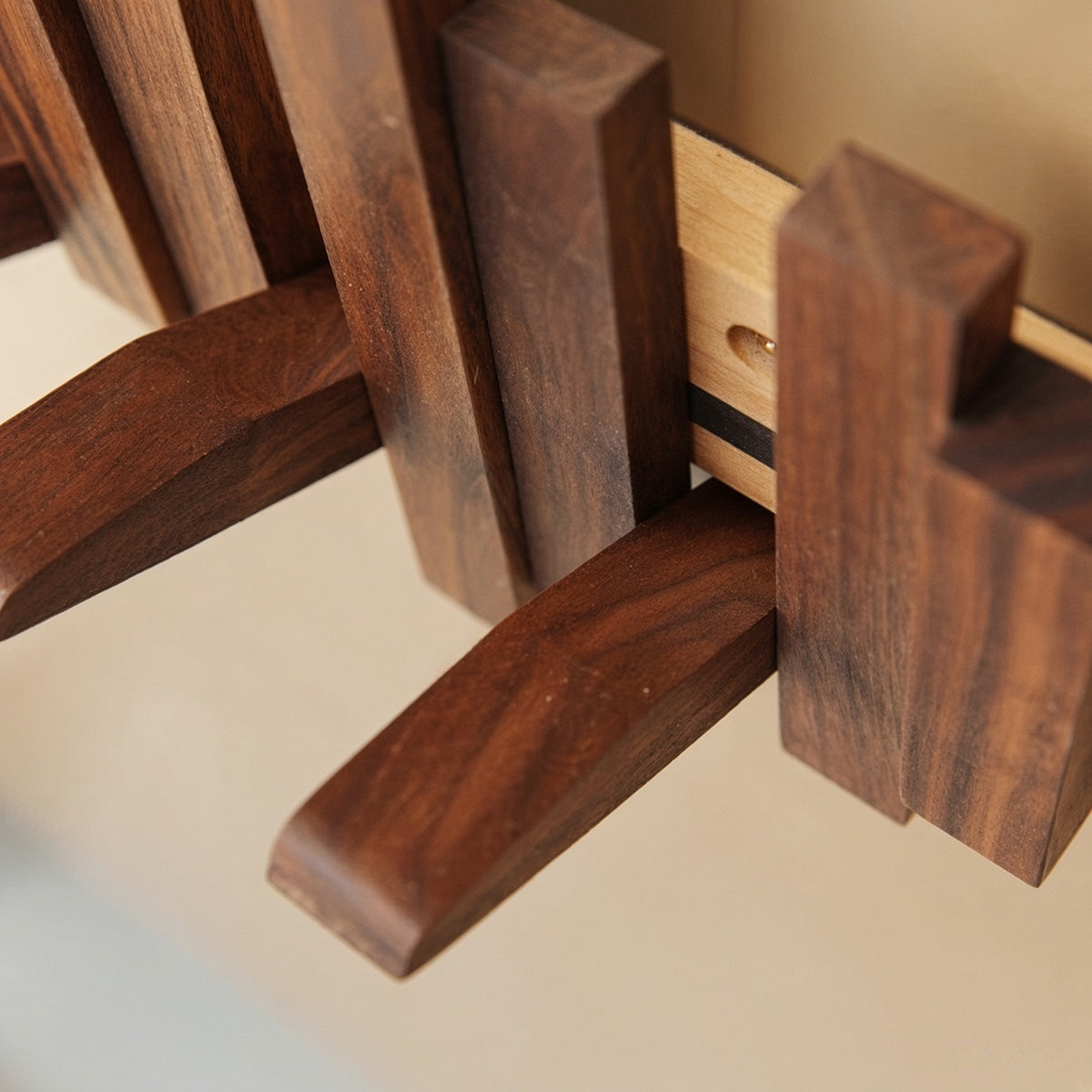 Wooden Piano Wall Hanger - Foldable Hooks, Old Burmese Teak, 4/6/8 Hook