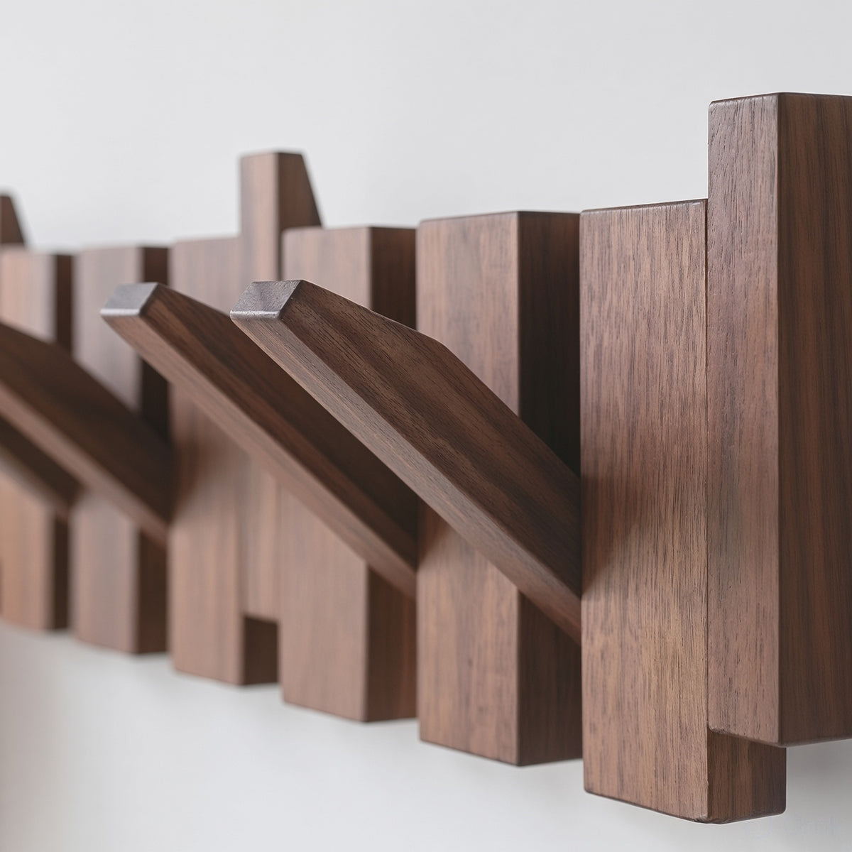 Classic Wooden Wall Hanger - 6 Hooks, Old Burmese Teak