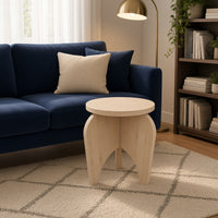 Wooden Sitting Stool - Round Top, Curved Legs, Large/Small