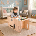 Kids Wooden Table & Chair Set - Sturdy Bolted Design, Brown or Beige