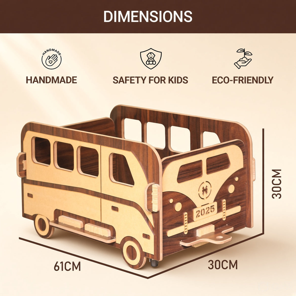 Wooden Toy Bus - Large Sturdy Centrepiece Toy for Kids