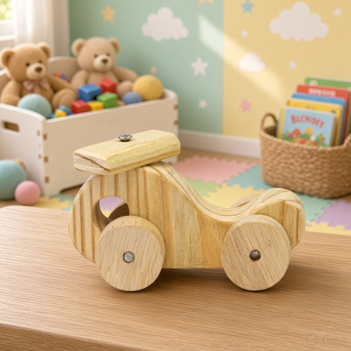 Wooden Toy Vehicle Set - Car, Van & Helicopter, Single or Combo Set of 3
