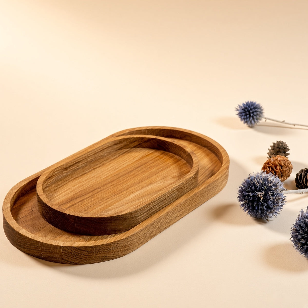 Wooden Oval Serving Plate - Seasoned Pine, Large/Small