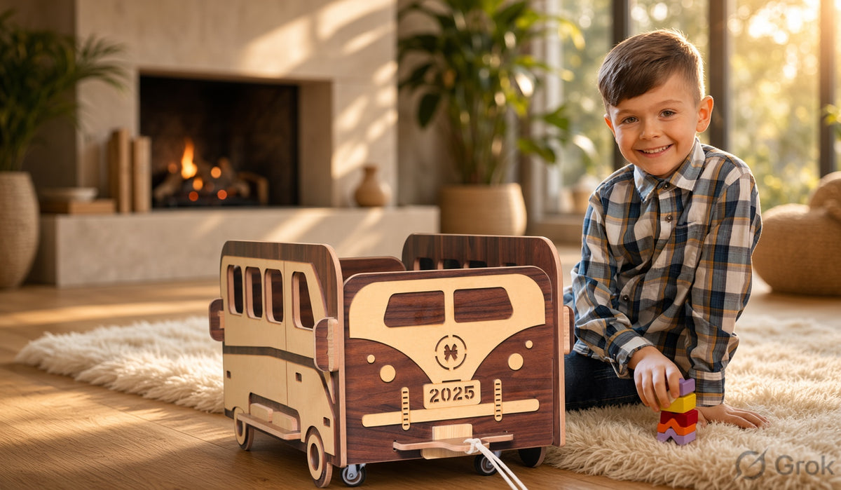 Wooden Toy Bus - Large Sturdy Centrepiece Toy for Kids