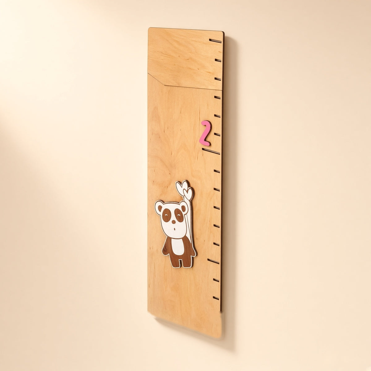Wooden Kids Height Chart - Wall-Mounted Growth Chart with 18 Age Markers, Blue/Pink