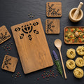 Wooden &amp; Leather Placemat Set with Matching Tea Coasters Rectangle