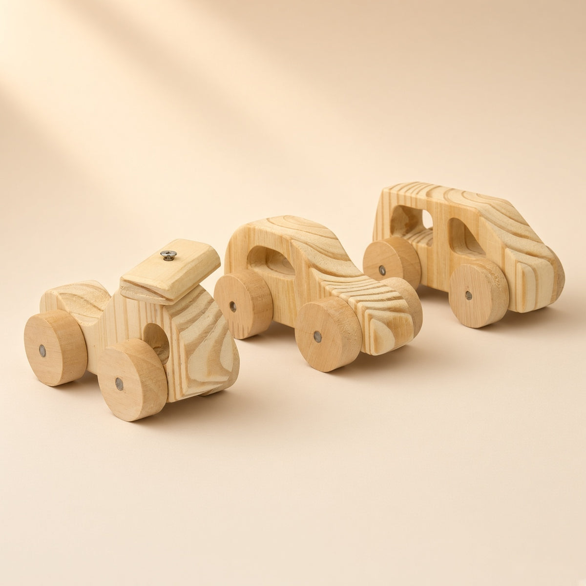 Wooden Toy Vehicle Set - Car, Van & Helicopter, Single or Combo Set of 3