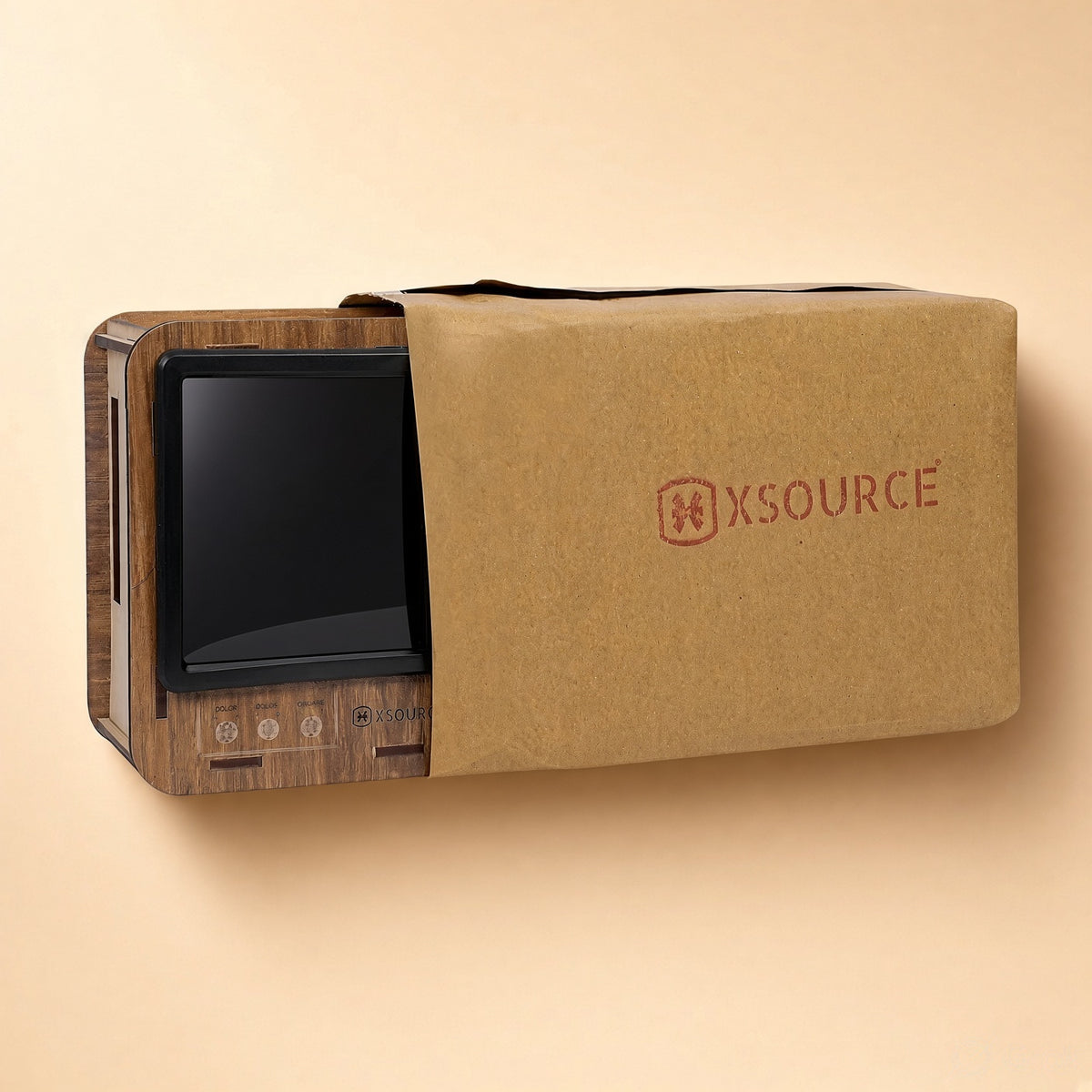 Retro TV-Shaped Wooden Phone Stand with Magnifying Screen - Hands-Free Mini Cinema
