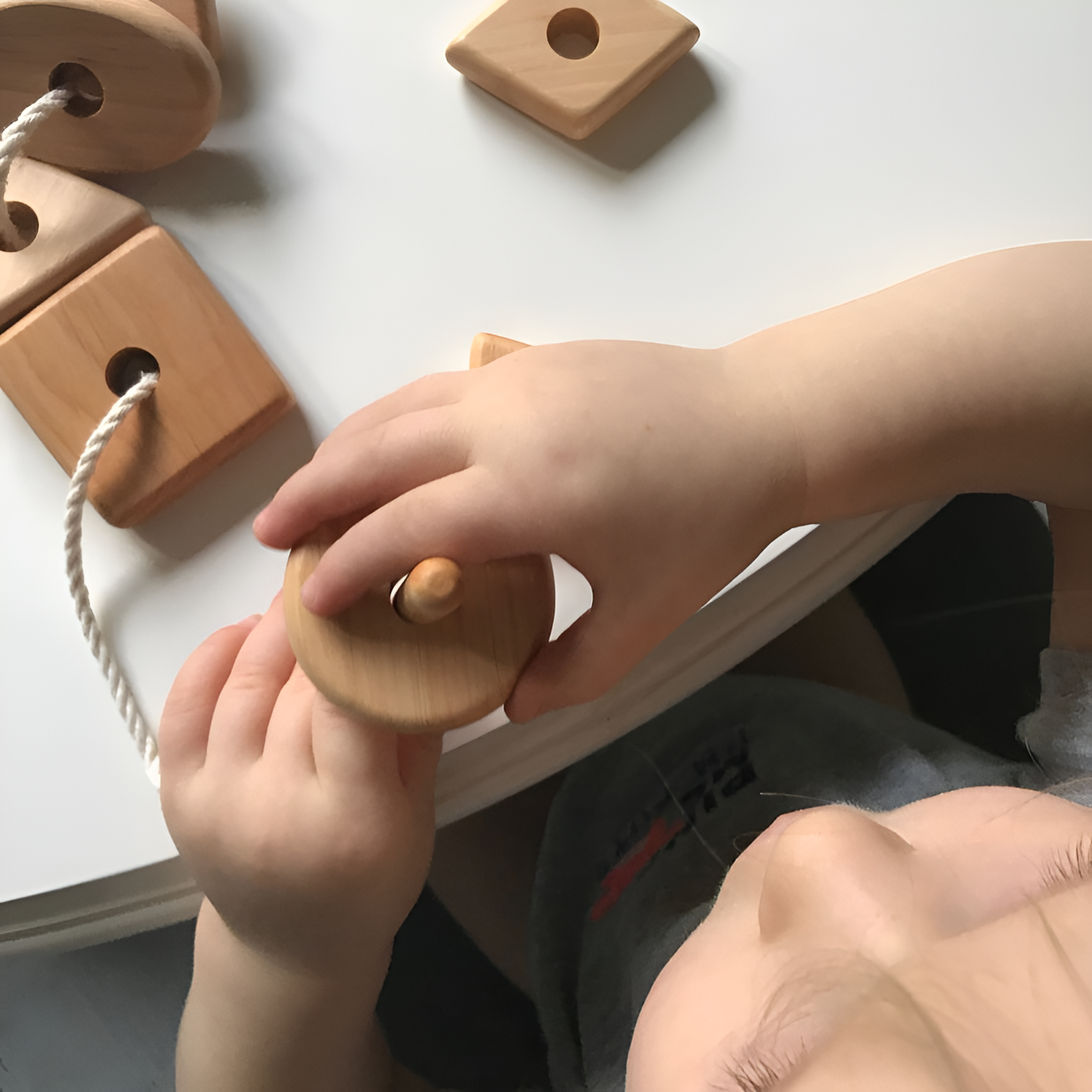 Wooden Geometric Lacing Toy for Toddlers Kids Activity Toys