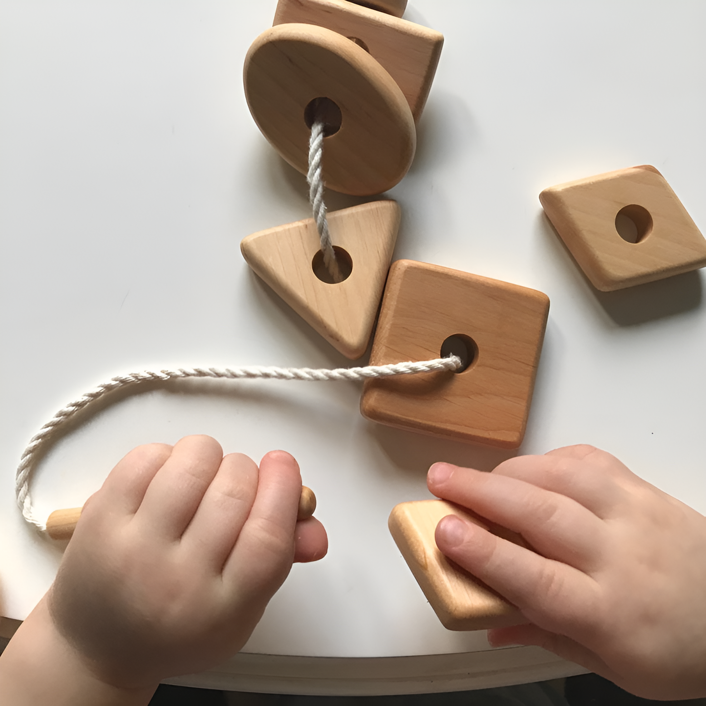Wooden Geometric Lacing Toy for Toddlers Kids Activity Toys
