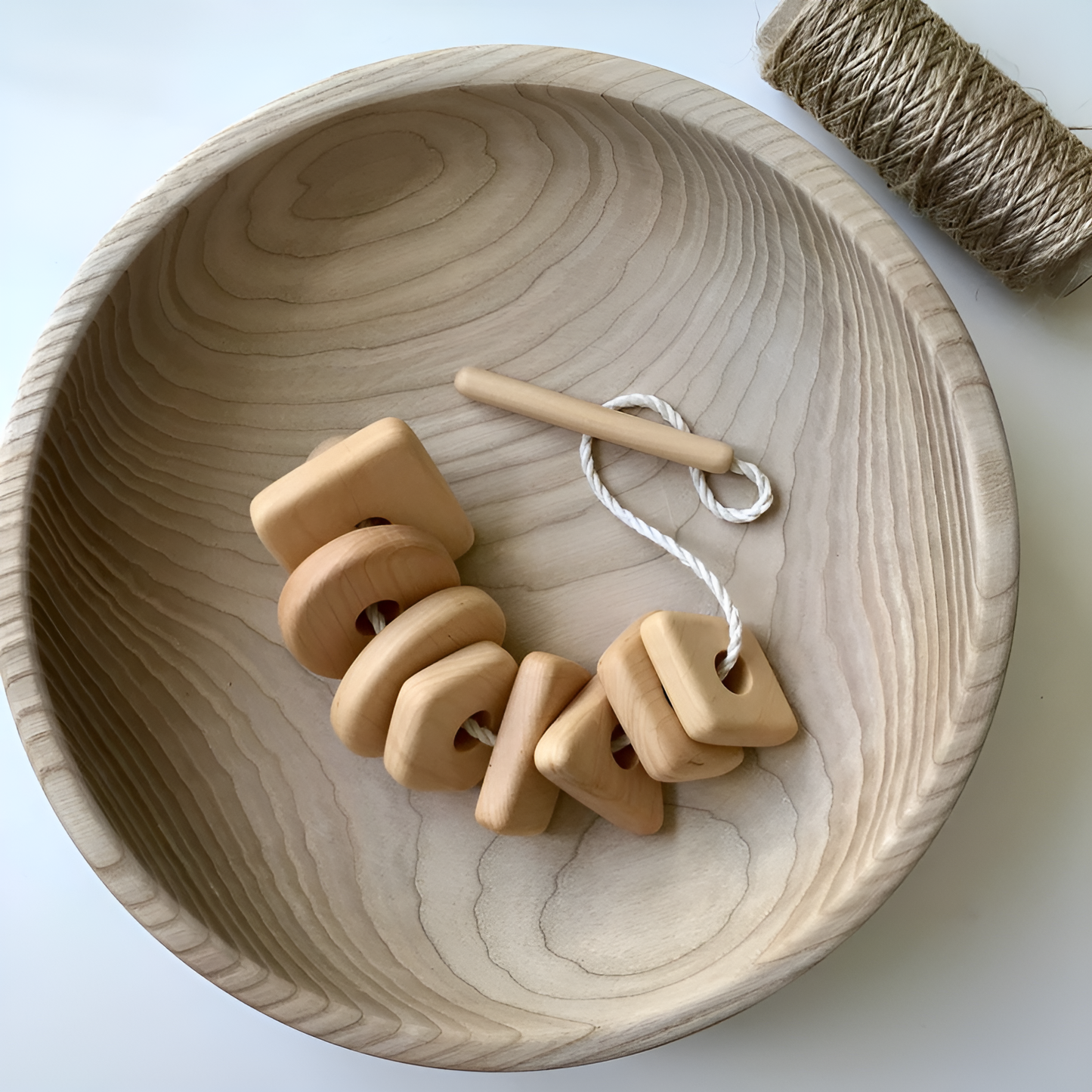 Wooden Geometric Lacing Toy for Toddlers Kids Activity Toys