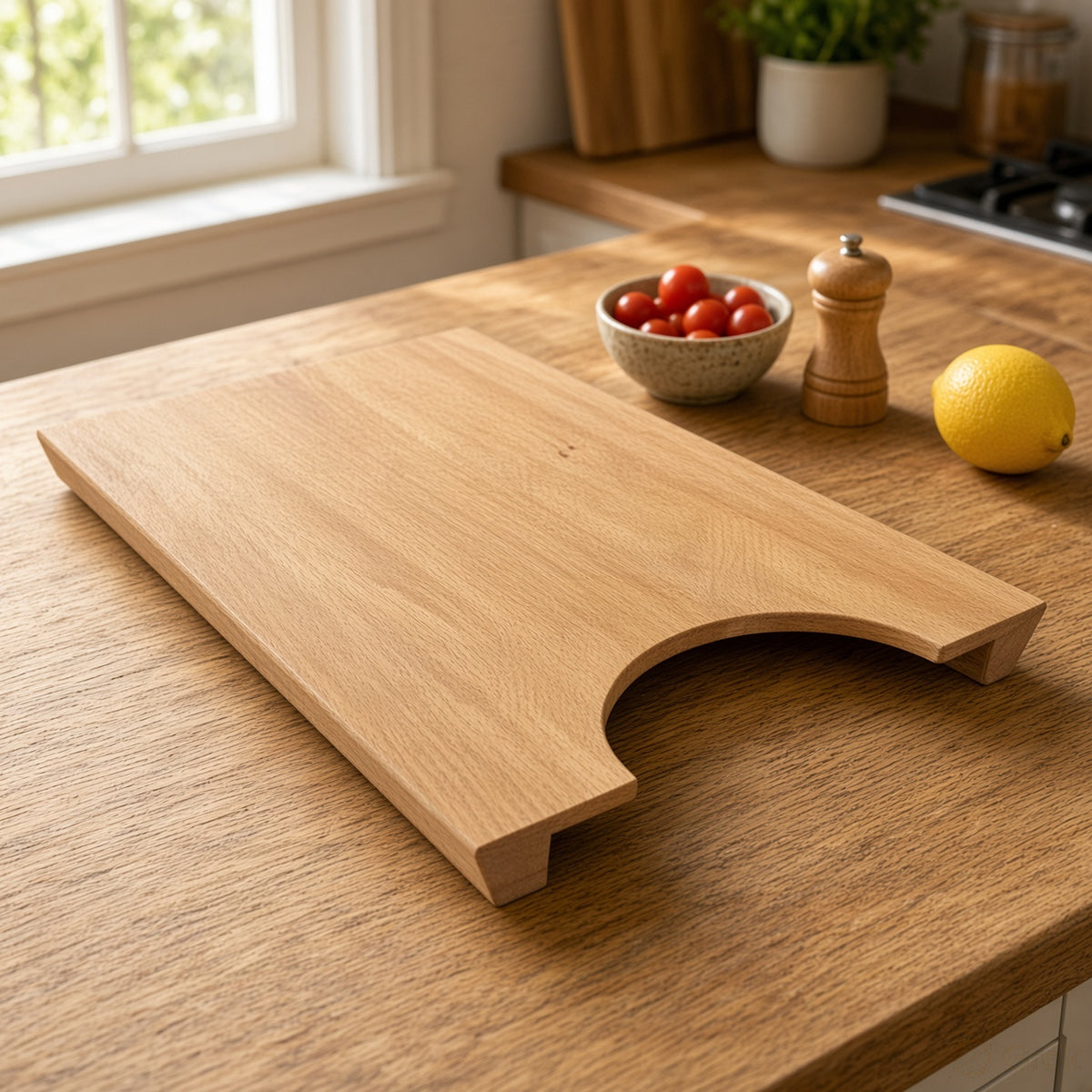 Wooden Chopping Board - Natural Rubberwood, Small/Large/With Serving Plate
