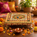 Wooden Bajot Chowki - Traditional Puja Stool, Large/Small
