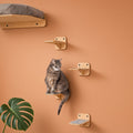 Wooden Corner Cat Bed with 4 Steps & Scratching Post - Wall-Mounted Set