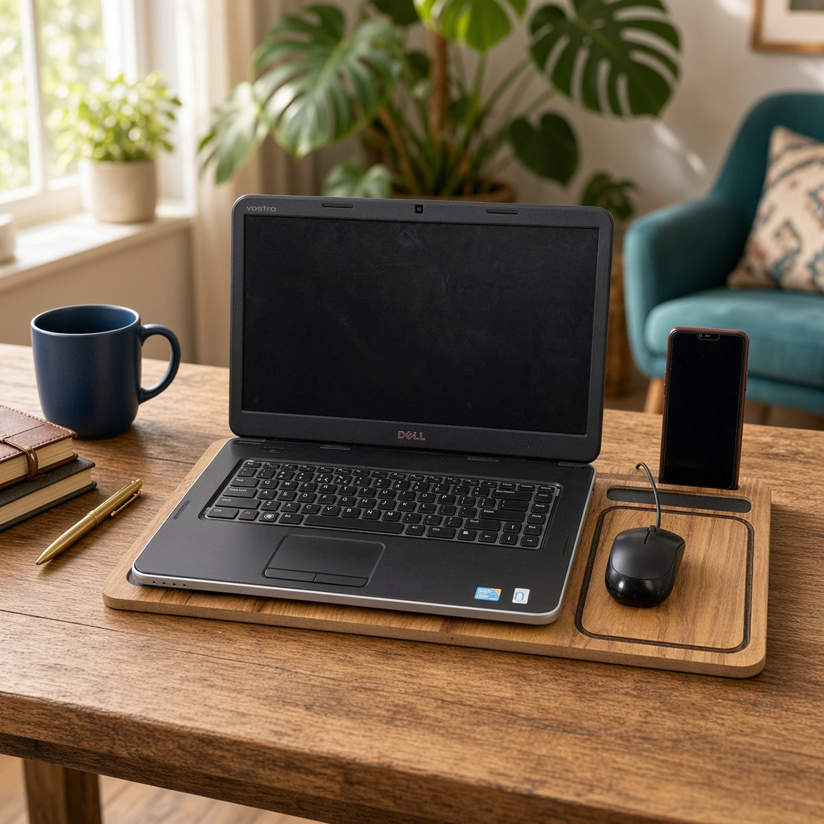 Wooden Lap Desk - Cross & Round Design, Stable Laptop/Notebook Surface