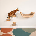 Wooden Wall Cat Bed with 3 Oval Steps - Teak Rod, Zero Floor Footprint