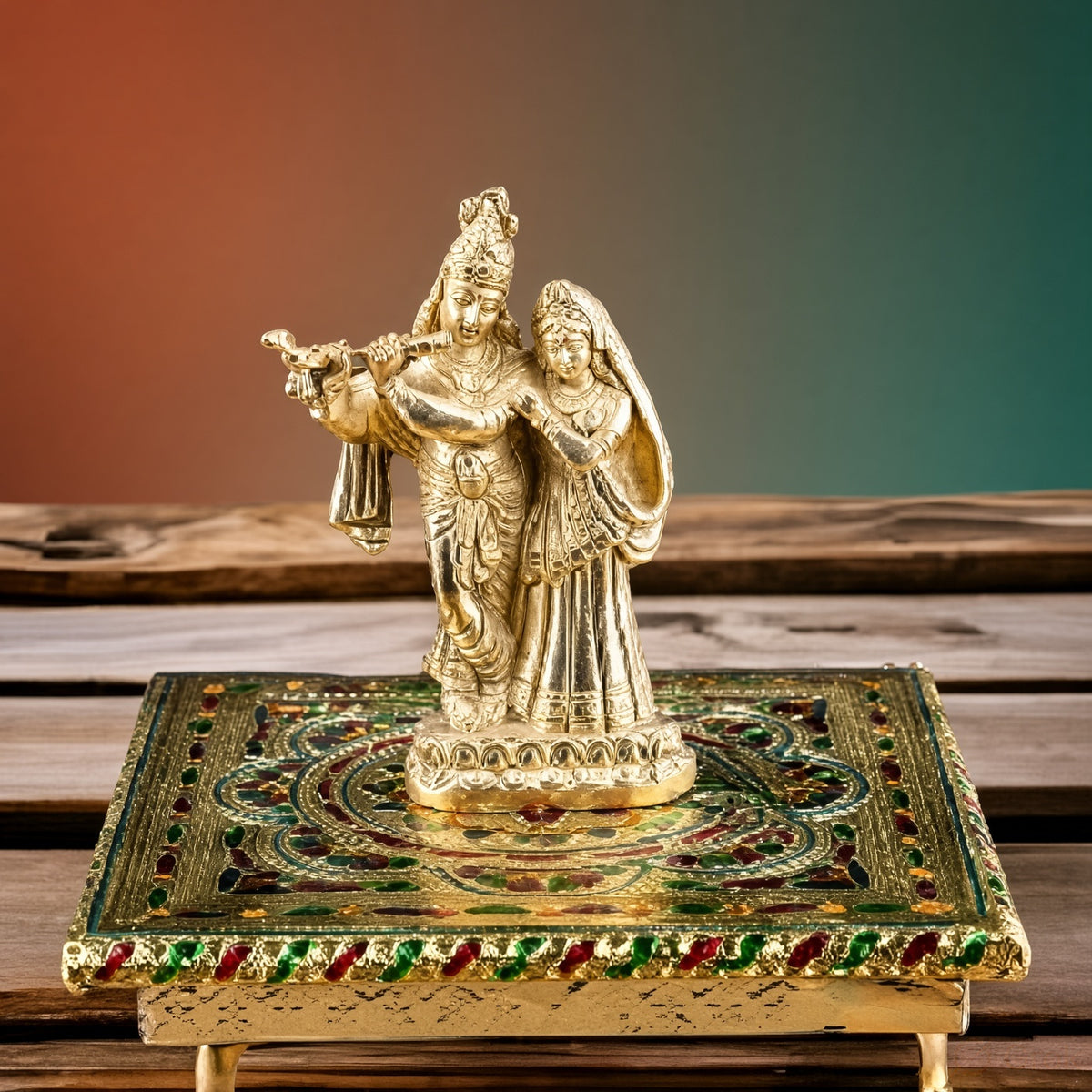 Wooden Bajot Chowki - Traditional Puja Stool, Large/Small
