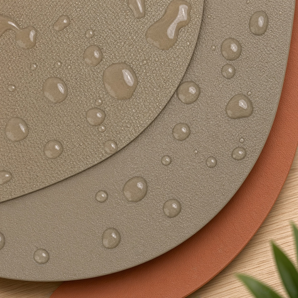 Wooden & Leather Placemat Set with Matching Tea Coasters Oval