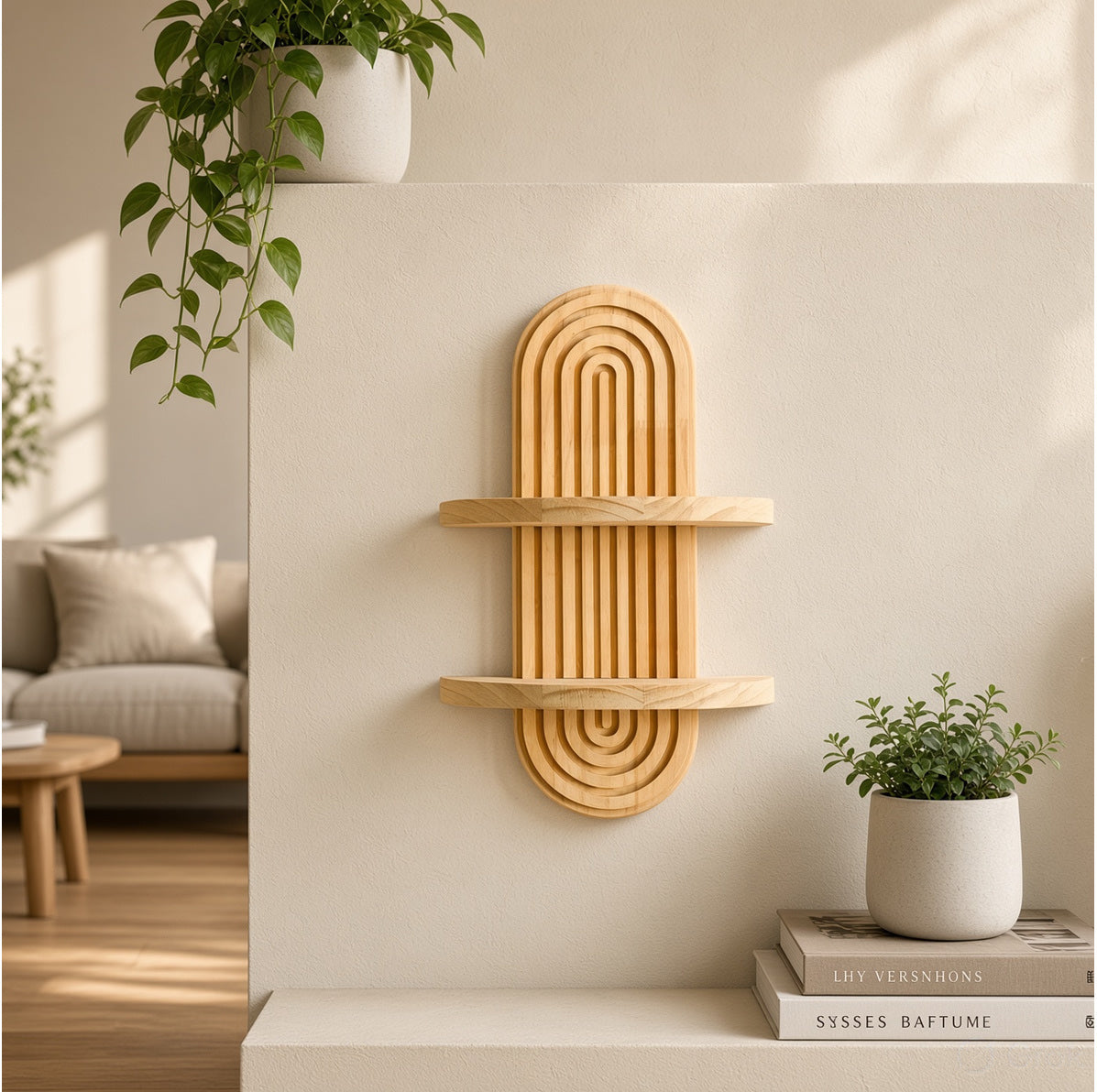 Wooden Wall Shelf - Seasoned Pine, 1 Tier or 2 Tier