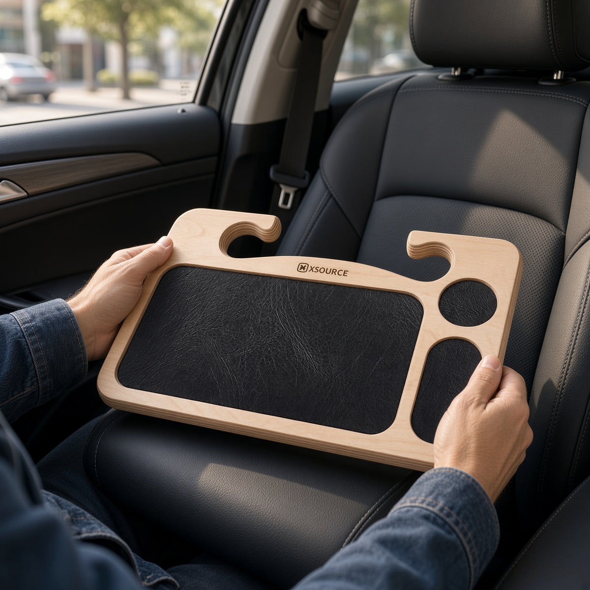 Wooden Steering Wheel Car Food Tray - Birch Ply Lap Desk