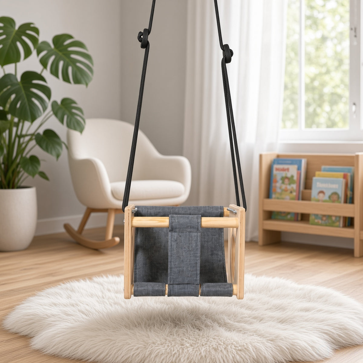 Montessori Wooden Baby Swing with Safety Harness (Mini)