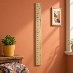 Wooden Kids Height Chart - Wall-Mounted Growth Chart with 18 Age Markers, Blue/Pink