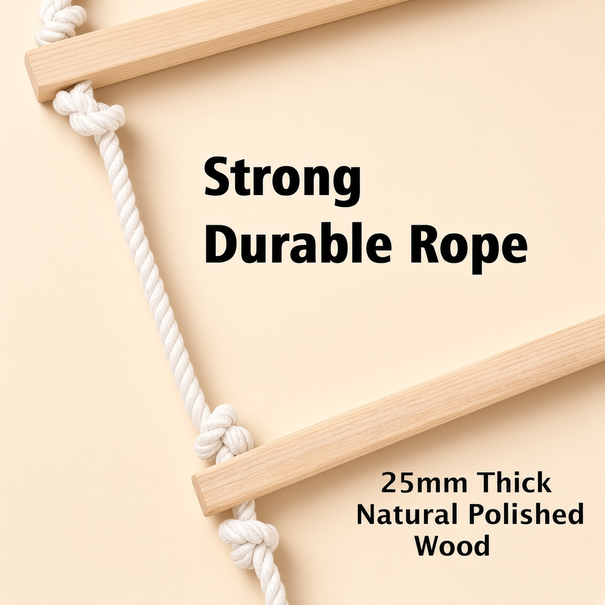 7-Step Wooden Rope Climbing Ladder for Kids - Seasoned Pine, Indoor/Outdoor Play (Ages 4–10)