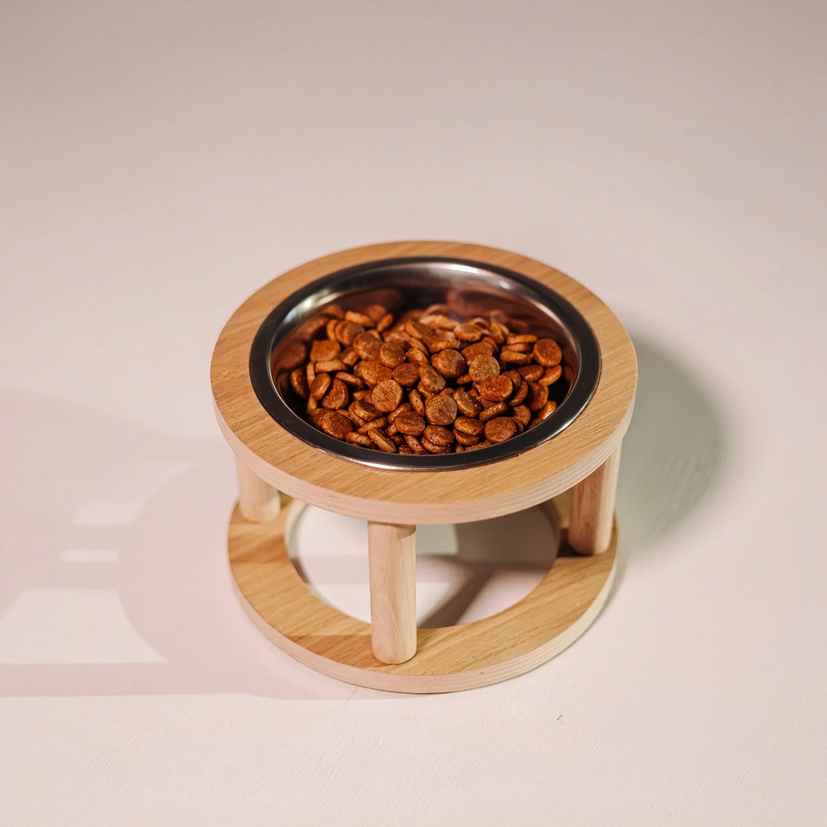 Wooden Dandi Pet Bowl Stand - Burmese Teak Rod, Single/Double/Triple Bowl