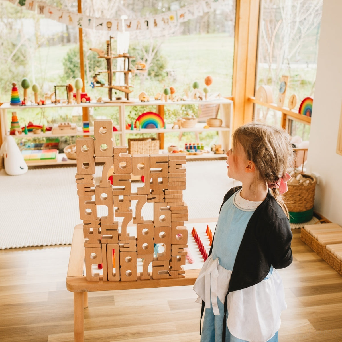 Wooden Number Blocks Learning Toy - Set of 10, Numbers 0-9, Birch Ply