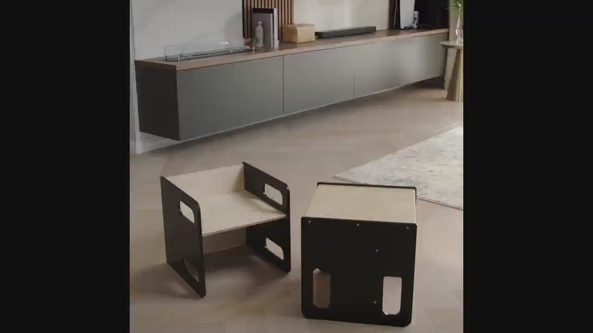 Kids Wooden Table & Chair Set - Sturdy Bolted Design, Brown or Beige