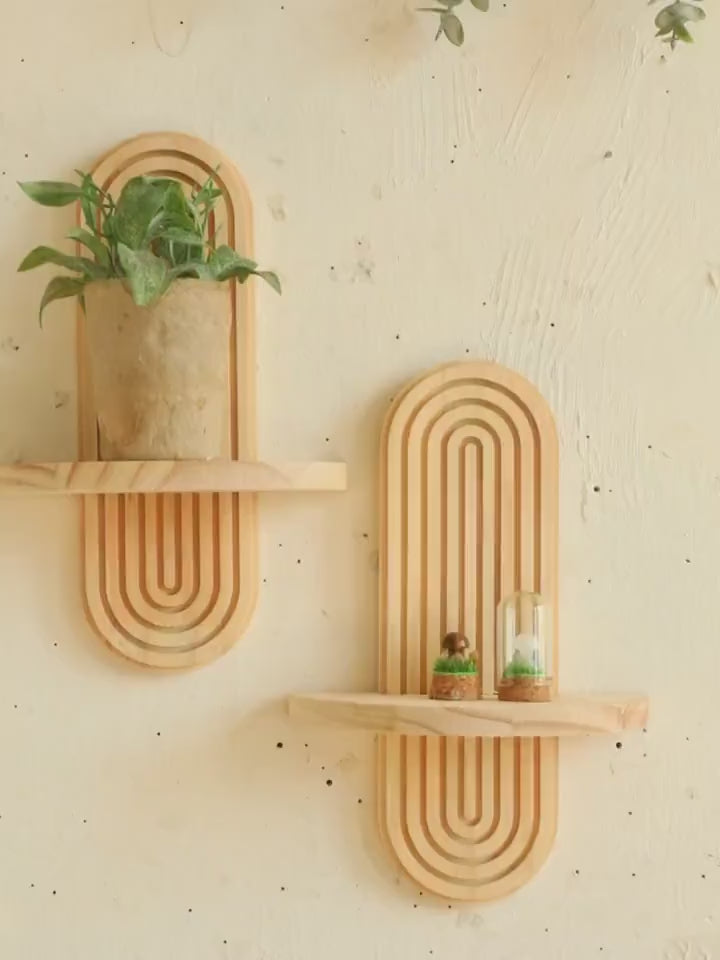 Wooden Wall Shelf - Seasoned Pine, 1 Tier or 2 Tier