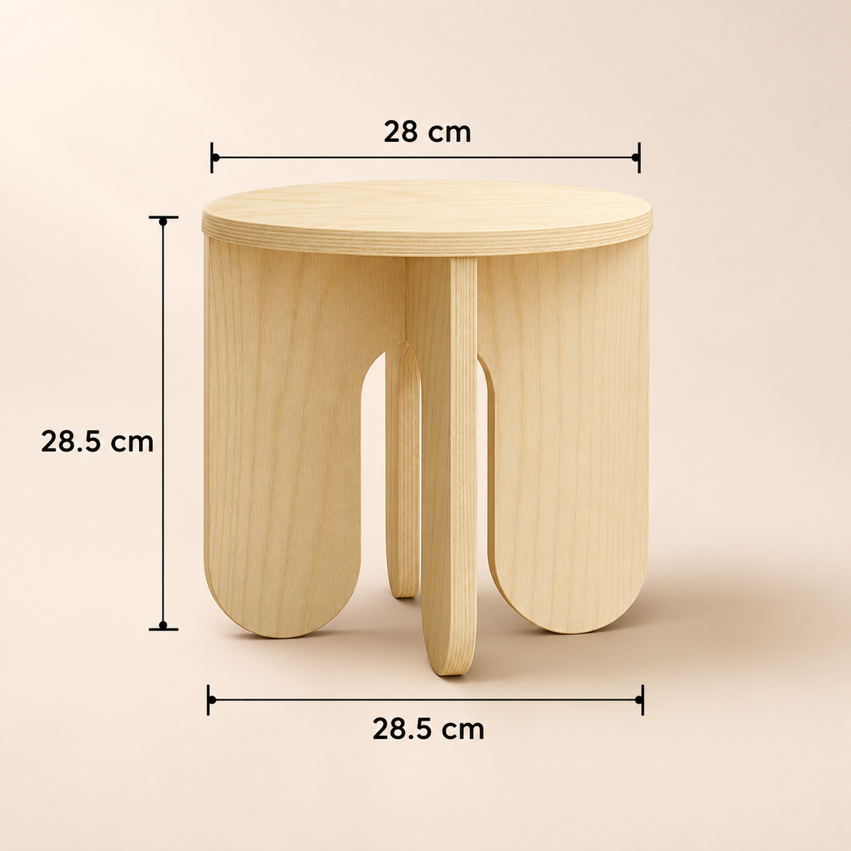 Wooden End Stool - Round-Top Side Table & Plant Stand, Large/Small