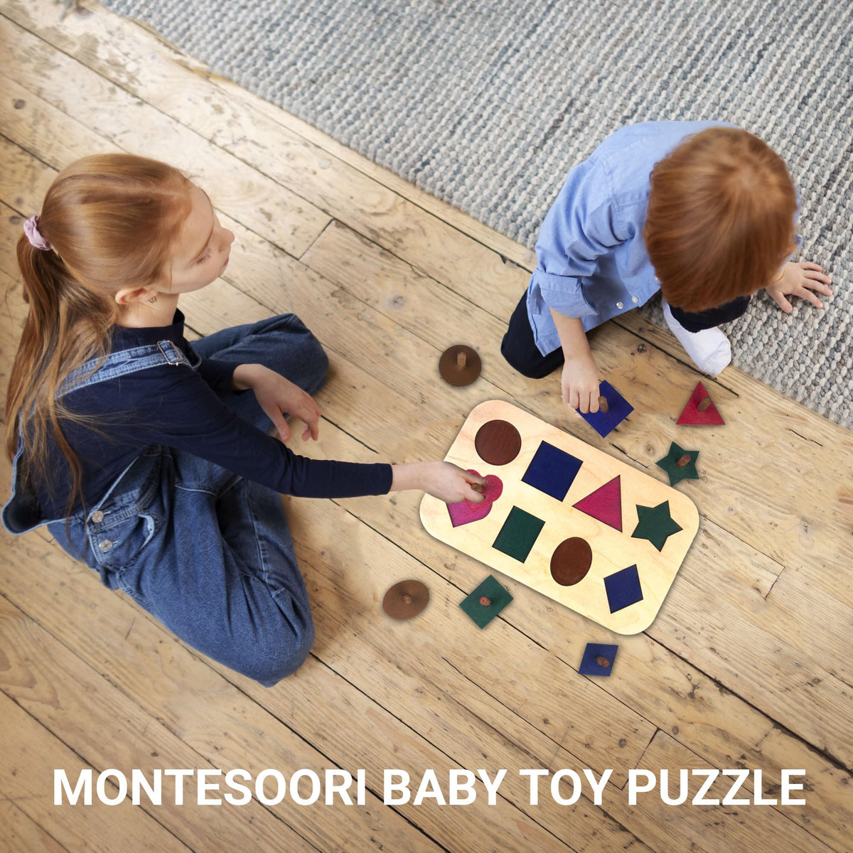 Wooden Shape Sorting Toy - Classic Montessori Shape Sorter for Kids