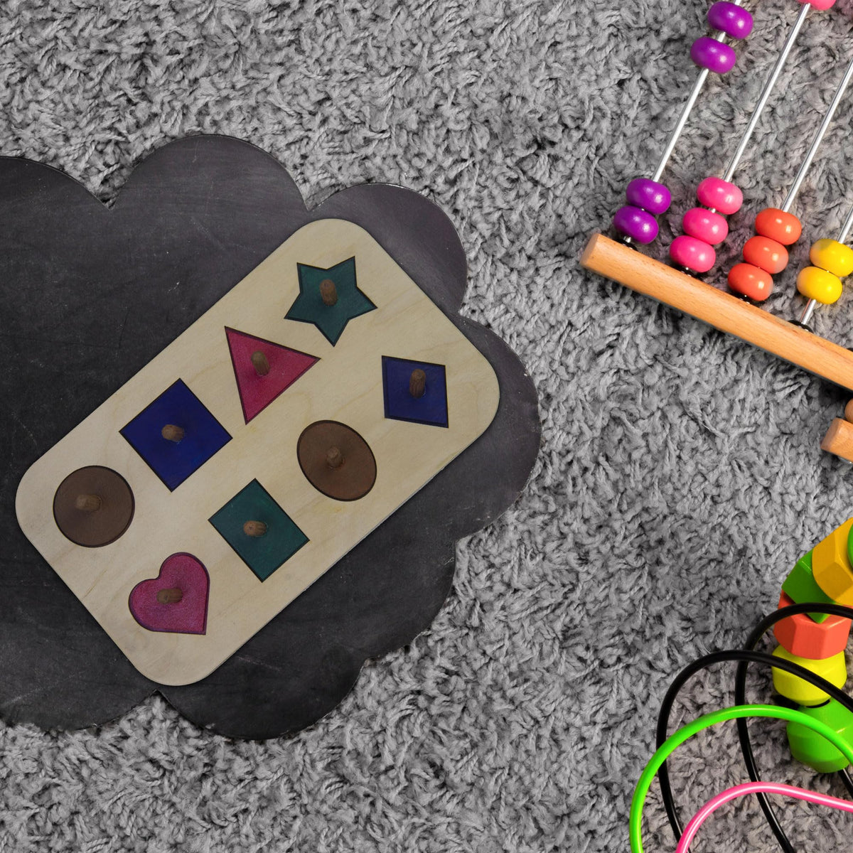 Wooden Shape Sorting Toy - Classic Montessori Shape Sorter for Kids