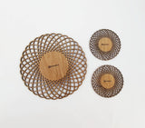 XSOURCE Wooden Round Placemats for Dining Table Placemats Set of 3 Heat Resistant Place Mats, Wooden Table Mats Non-Slip Stain Resistant Kitchen Table Placemats (Big 1 Pc : 22cm,,Small 2 Pcs: 11 cm)