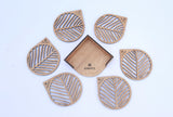 XSOURCE Handmade Wooden Tea Coasters Wooden Drink Coaster Wood Table Coaster Set of 6 with Stand for Tea Cups Coffee Mugs Beer Cans Bar Tumblers and Water Glasses( Golden PEAR)