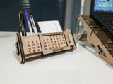 2 in 1 Wooden Desk/Table Calendar and Pen Stand with Super Calendar for Unlimited 20 Years Premium Handmade Wooden Pen Holder with Desk/Table Calendar