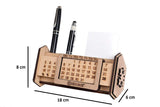 2 in 1 Wooden Desk/Table Calendar and Pen Stand with Super Calendar for Unlimited 20 Years Premium Handmade Wooden Pen Holder with Desk/Table Calendar