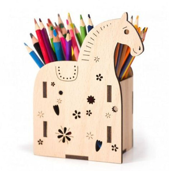 Wooden Horse Shaped Pen Stand